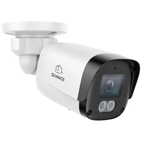 SANNCE Cámara de Seguridad PoE 5 MP CCTV con detección de Personas/vehículos, Audio bidireccional, grabación de vigilancia Exterior 24/7, detección Inteligente de Movimiento IA 2.0