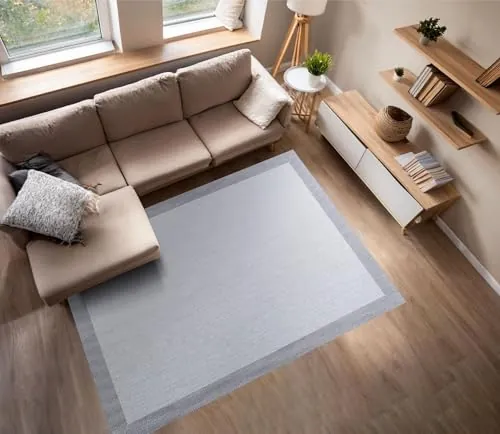 STORESBASIC Alfombra Vinílica Trenzada Antideslizante Interior/Exterior Gris Claro 120x180 cm