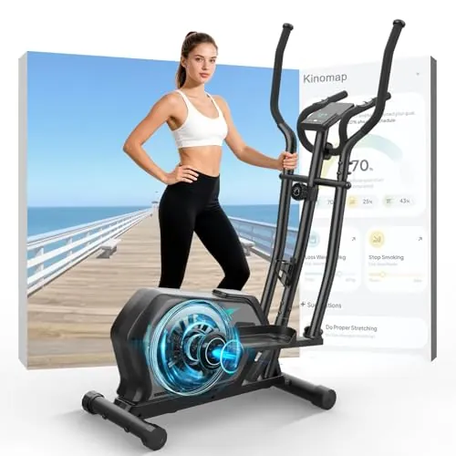 Bicicleta Elíptica,3 en 1 Máquina Elíptica para Casa con 16 Niveles de Resistencia,Monitor LCD, Bluetooth App y Soporte para Dispositivos,Pedal Antideslizante, Ejercicio Peso máximo 287LBS