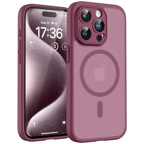 TOCOL Funda para iPhone 15 Pro MAX, Compatible con MagSafe, Ciruela