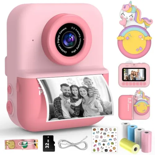 Camara Fotos Infantil Instantanea, 20MP Con Pantalla HD De 3.0'', Cámara Fotos Infantil con tarjeta 32GB y 5 rolls de papel, Cámara Instantánea para niños de 12 años 02