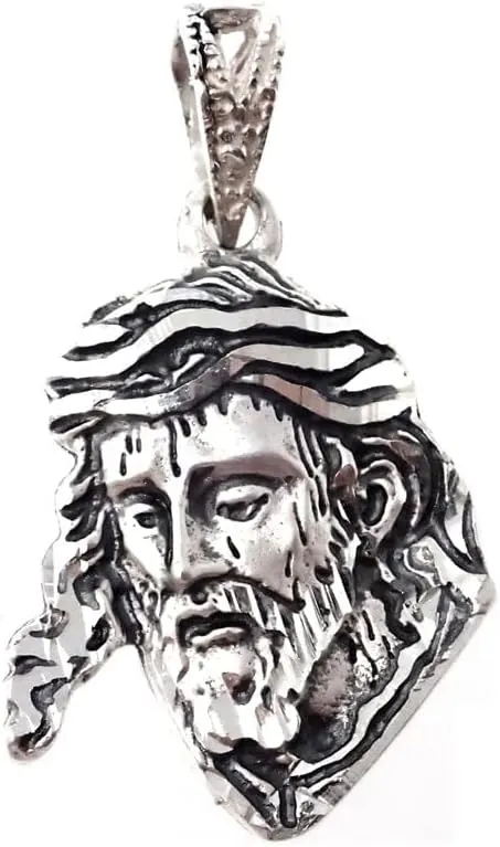 Cristo de las Tres Caídas Triana Colgante Plata Ley 925m rostro 22mm. macizo detalles tallados reasa calada - Personalizable - GRABACIÓN INCLUIDA EN EL PRECIO