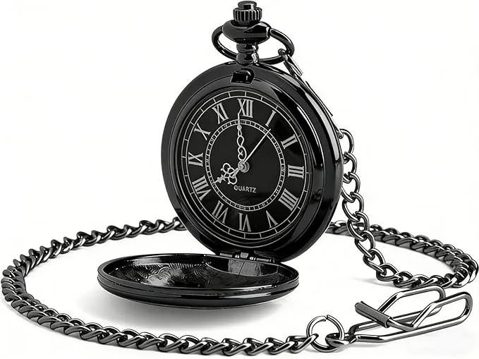 Reloj Bolsillo Hombre con Cadena, Vintage Reloj de Bolsillo de Cuarzo - Regalo Antiguo para Cumpleaños, Aniversario, Navidad, Día del Padre