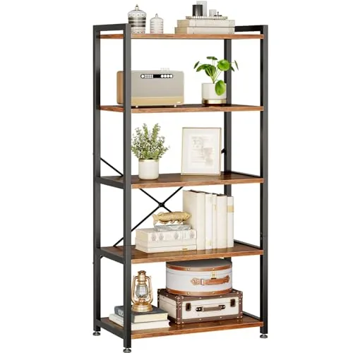 Coleshome Estantería 5 Niveles, Librería Almacenaje 146cm Marrón