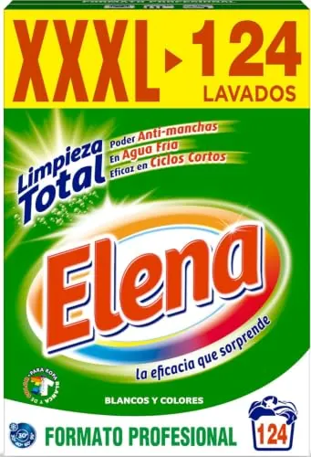 Elena Detergente para lavadora, adecuado para ropa blanca y de color, formato polvo - 124 dosis