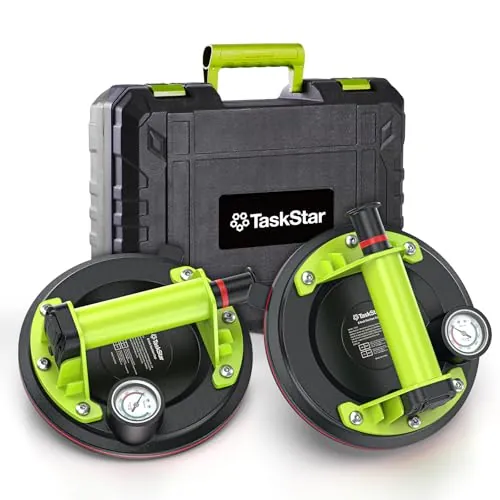 TaskStar 2 Piezas Ventosas para Azulejos, carga máxima de 200KG, Ventosas para Cristal de alta resistencia para contratistas, alicatadores, instaladores de piedra y aficionados al bricolaje.