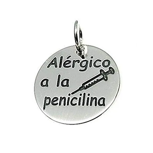 Minoplata Disco de Plata grabado Alérgico a la penicilina una alerta médica colgante que podrás llevar contigo