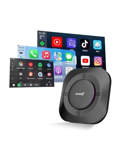 CarlinKit Aibox-Plus Adaptador Android 13.0, sistema autónomo 8+128G, CarPlay inalámbrico y Android Auto, caja multimedia 3 en 1 para coche con CarPlay con cable