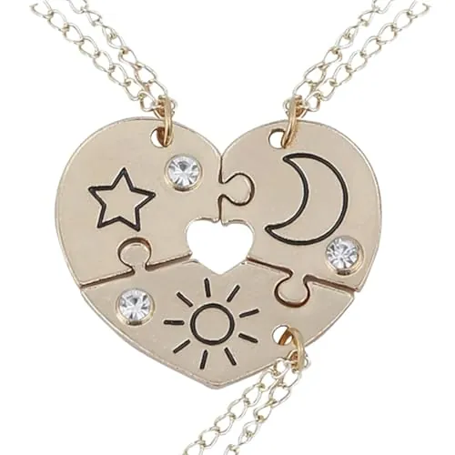 JYNXOR 3 Pcs Adorables BFF Collares para 3 Niñas, Best Friends Collares con Colgante Corazón, Collar de Amistad Dorado, Colgante De Medio Corazón Collar para Niñas Madre Amigos Hermanas Sobrinas
