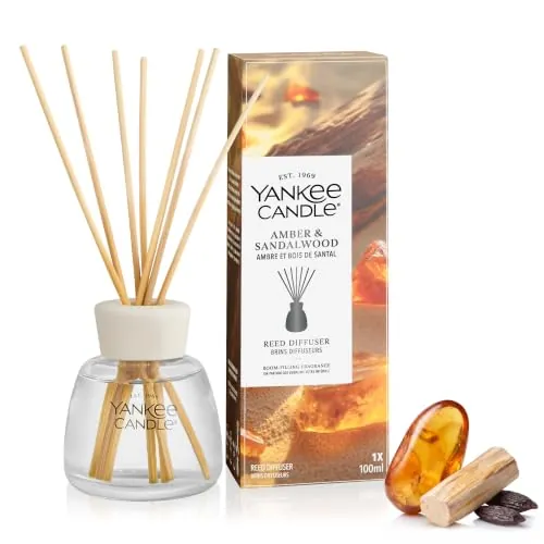 Yankee Candle Difusor de Varillas | Amber & Sandalwood | para Espacios pequeños y medianos | hasta 10 semanas de Fragancia