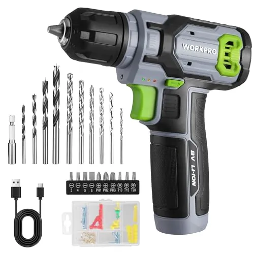 WORKPRO Atornillador Eléctrico 8V con 53 Accesorios