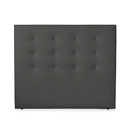 DUÉRMETE ONLINE 90 x 120 cm (para Cama de 80) Cabecero París Acolchado, Tapizado en Polipiel de Alta Gama, Medidas, Madera, Gris (CABECEROPARISPOLIPIELGRIS006)