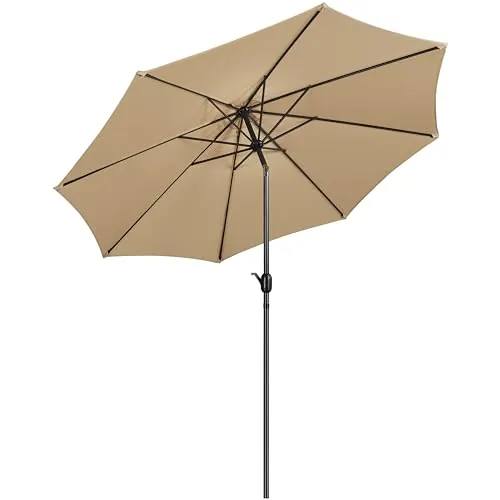 Yaheetech Sombrilla de Jardín Inclinable 294x252 cm Anti UV con Manivela Aluminio y Poliéster Impermeable para Terraza Exterior Balcón Piscina Patio Tan