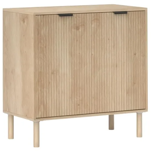 HOMCOM Aparador de Salón Estante Ajustable 2 Puertas 78x40x77,5 cm Roble