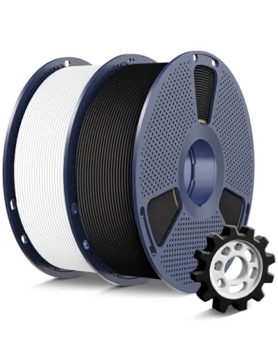 SUNLU Pack 2KG Filamento PETG Rápido, Alta Velocidad 30-600mm/s Filamento de Impresora 3D 1.75mm ±0.02mm, 1kg Bobina, 2 Paquetes en Total (Negro+Blanco)
