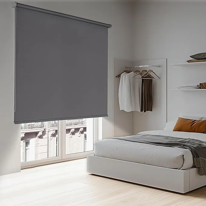 Estores enrollables Opacos con Tejido de Calidad. Estor Opaco Blackout Persiana Opaca Que aporta Oscuridad. Cortinas Dormitorio Opacas Novedad STORESDECO | Gris Oscuro 160 x 250 cm