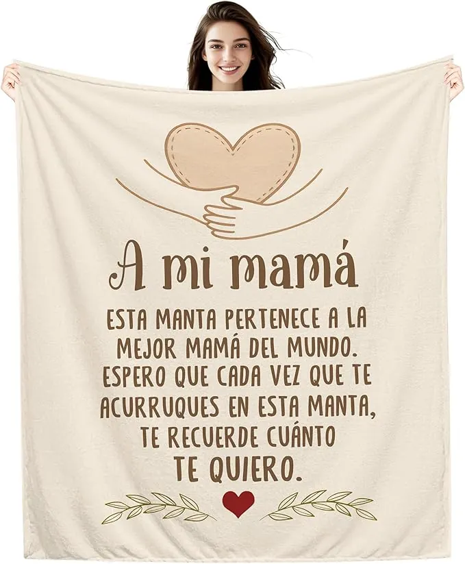 Amorea A mi Mamá Espero Que Cada Vez Que te Acurruques en Esta Manta te Recuerde cuánto te Quiero Ideas para Regalos Manta para Mamá de Parte de Hija Hijo Cumpleaños Día de la Madre