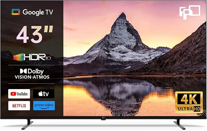 FPD TV 43 Pulgadas Smart TV, 4K UHD con Dolby Vision y Dolby Atmos | Google TV para Cine en casa, Streaming y fútbol - 108cm