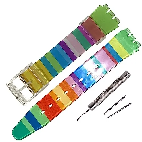 Rihahisy Correa de reloj de goma de silicona de repuesto para Swatch, 17mm, Silicona, Sin piedra preciosa