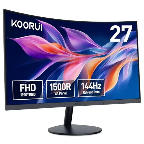 KOORUI Monitor Curvo 27 Pulgadas 144 Hz Full HD VA 3000:1 27N5CA