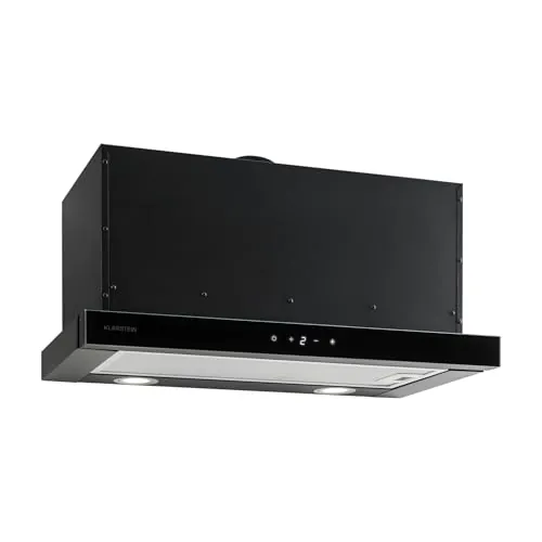 Klarstein Vinea Campana Extractora Telescópica, 610 m³/h Máx, Campana Visera Plana 60cm, Empotrable bajo Mueble, Extracción/Recirculación, Iluminación, Filtro de Grasa Aluminio, Negra