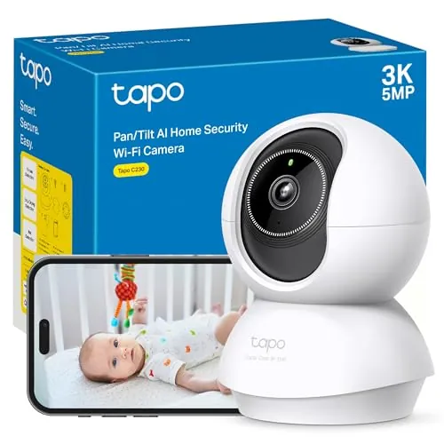 Tapo C230 - Cámara de Vigilancia WiFi Interior 360º, 3K 5MP, Detección IA