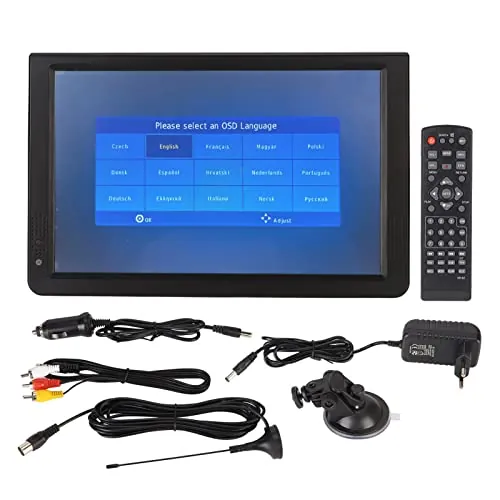 TV Portátil de 12 Pulgadas, Televisión Digital ATSC Recargable, Pantalla LED TFT 1080P, Reproductor de Video HDMI, Compatible con HDMI, AV, USB, Entrada de Tarjeta TF, para el