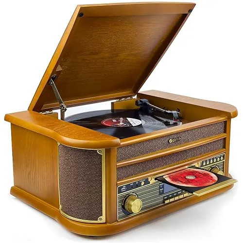 Denver MRD-51, Equipo de Música, Estilo Retro, Dab, Tocadiscos y Reproductor de CD y Casetes, Grabación Desde Un Disco de Vinilo, CD y Cassette, Ethernet, Madera