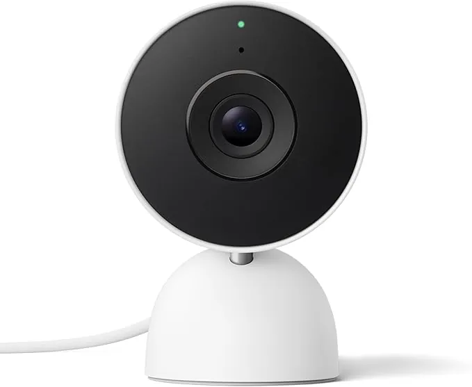 Google Nest CAM Indoor (con Cable, 3.ª Gen.) - Cámara de Seguridad de Interior con vídeo 2K - Funciona con Google Home - Nieve
