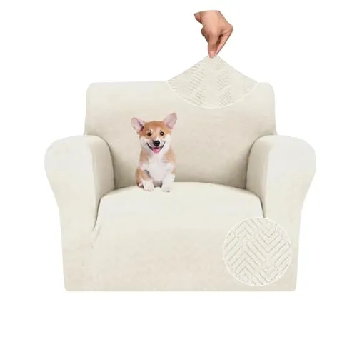 Ystyle Funda Sofa 1 Plaza, Fundas Para Sillones Elasticas, Crema | Funda De Sofa Anti Gatos Perros, Sofa Cover Con Reposabrazos, Jacquard Fundas Sofa Ajustable Ntideslizante Lavable