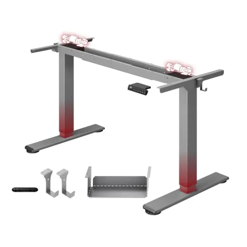 SANODESK Escritorio Elevable Eléctrico con 2 Motores,Mesa Regulable en Altura con 4 Memorias y Sistema Anti-Colisión,Carga 100KG,Standing Desk Ergonómico para Oficina,Teletrabajo y Gaming,Gris