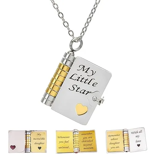 Auroriel Mein Kleines Stern Buch Collar Mi Increíble Hija Collar Regalos para Hija De Padre Madre Madre Ajustable Plata 18k Oro Joyería Abrir