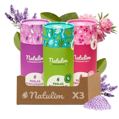 Natulim Perlas Perfumadas - Perlas Aromatizantes para Ropa - Fragancia Duradera - Sin Químicos Nocivos - Apto Pieles Sensibles y todo tipo de Prendas - 90 Lavados – Pack 3 Unidades (Mix Fragancias)