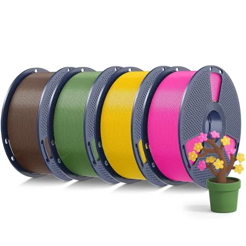 SUNLU 4KG PLA+2.0 Filamento, MarrónCafé+Verde Oliva+Magenta+AmarilloIntenso