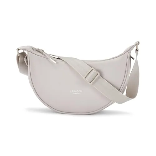 LARKSON Bolso Bandolera Mujer Beige - Solveig Small - Bolso Riñonera de Media Luna - Bolsa de Ocio de Moda para Viajes, Trabajo - Compartimentos Grandes - Correa Ajustable