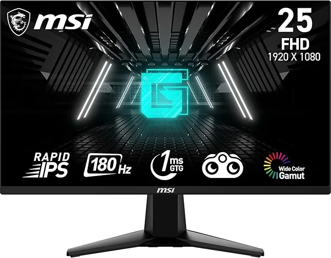 MSI G255F - Monitor Gaming de 24.5", FHD (1920x1080), 180 Hz / 1ms, Adaptive-Sync, Display Port 1.2a, HDMI 2.0b, Negro