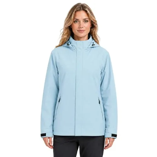 Modvibe Chubasquero Mujer Impermeable Cortavientos Mujer Con Capucha Desmontable Chaqueta Ligera y Plegable Para Actividades Al Aire Libre Impermeable y Cortavientos Adecuada Para Senderismo Acampar