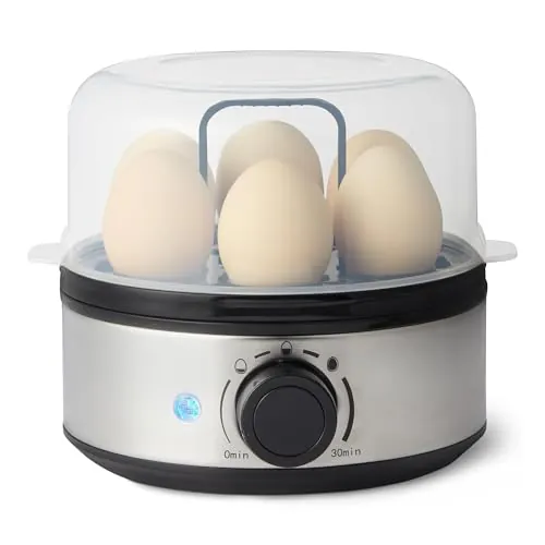 Amazon Basics Hervidor eléctrico y escalfador de huevos, capacidad para 7 huevos, sin BPA, negro