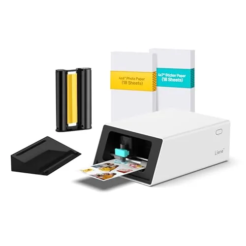 Liene PixCut S1 Impresora de Fotos y Troqueladora de Pegatinas - Máquina Todo-en-Uno para Crear Pegatinas, Etiquetas Personalizadas y Regalos, Sublimación Térmica, 300 dpi, Corte Preciso con IA