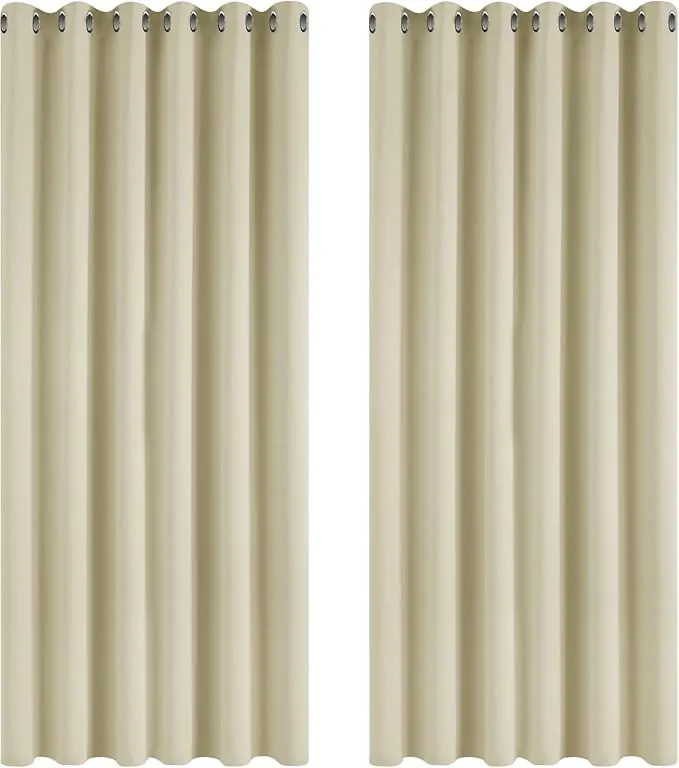Deconovo Cortinas Opacas para Interiores, 2 Piezas, 229 cm de Alto, Cortinas Opacas Modernas con ollados, 229 x 229 cm (Ancho x Alto), Beige Oscuro
