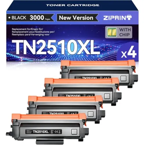 ZIPRINT TN2510XL Compatible para Brother HL-L2400DWE DCP-L2627DWE 4X Negro