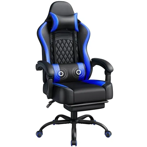 Yaheetech Silla Gaming con Respaldo Alto Almohada Lumbar de Masaje