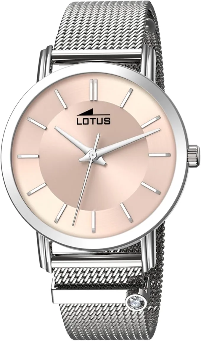 LOTUS Reloj Mujer Analógico de Acero Inoxidable 316l Plateado - Movimiento de Cuarzo - Cristal Mineral de Alta Resistencia - Resistente al Agua 5 ATM 18737 - Minimalist for Her