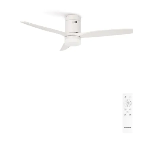 CREATE / WINDCALM/Ventilador de techo ABS con luz blanco con mando / 40W, Silencioso, Ø132 cm, 6 velocidades, 3 temperaturas de luz, temporizador, función verano-invierno