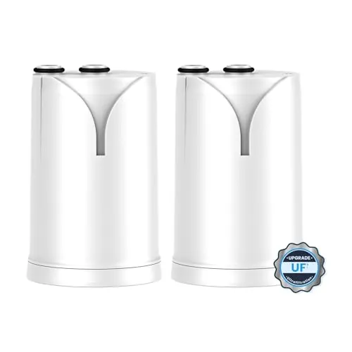 GLACIER FRESH ON TAP V/V-MF (600L,4 meses) 2× Cartucho de filtro de agua | Reduce 99% bacterias, PFAS, cloro, microplásticos, metales, Compatible con Brita On Tap Pro, Recambio para filtro de grifo