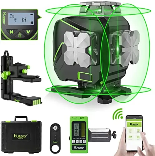 Huepar Nivel Láser 4D Autonivelante 16 Líneas Verdes 4 x 360°Bluetooth