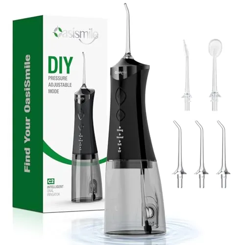 OasiSmile Irrigador Dental, 350 ML Irrigador Bucal con Autoajuste DIY