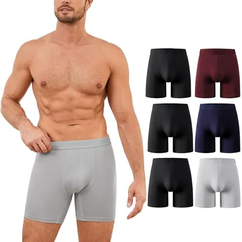 PUTUO Calzoncillo Bóxer de Bambú para Hombre: Ropa Interior Largos Transpirable Anti-Rozaduras y Sin Etiquetas Oficina, Ejercicio y Uso Diario Tallas S-4XL Pack 6, Multicolor