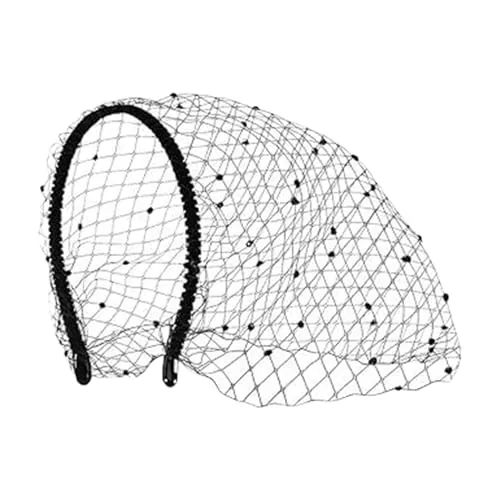 Diadema de velo, aro de velo de boda negro vintage, suministros ligeros para peinado, diadema de moda para eventos temáticos, uso diario, viajes, viajes de negocios, fiesta de té