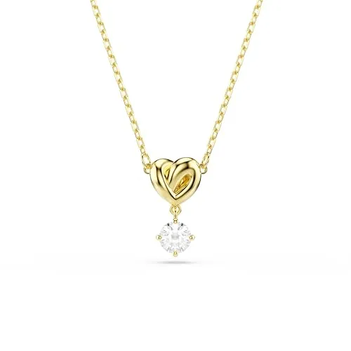 Swarovski Colgante Lifelong, Talla redonda, Corazón, Blanco, Baño tono oro